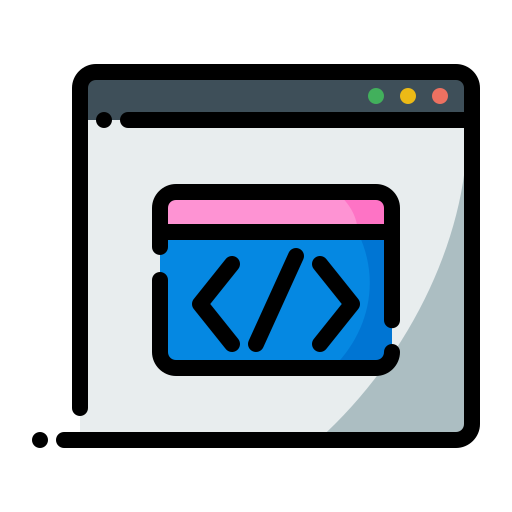 Web development icon showing code brackets